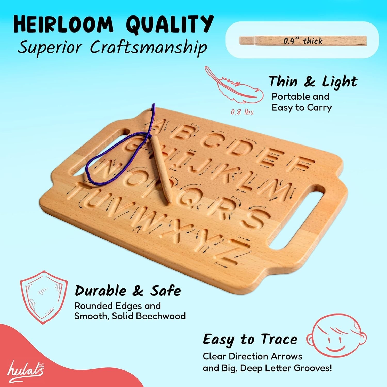 Learn to Write: Portable Wooden Alphabet Letter Tracing Sensory Pad Board – Todd