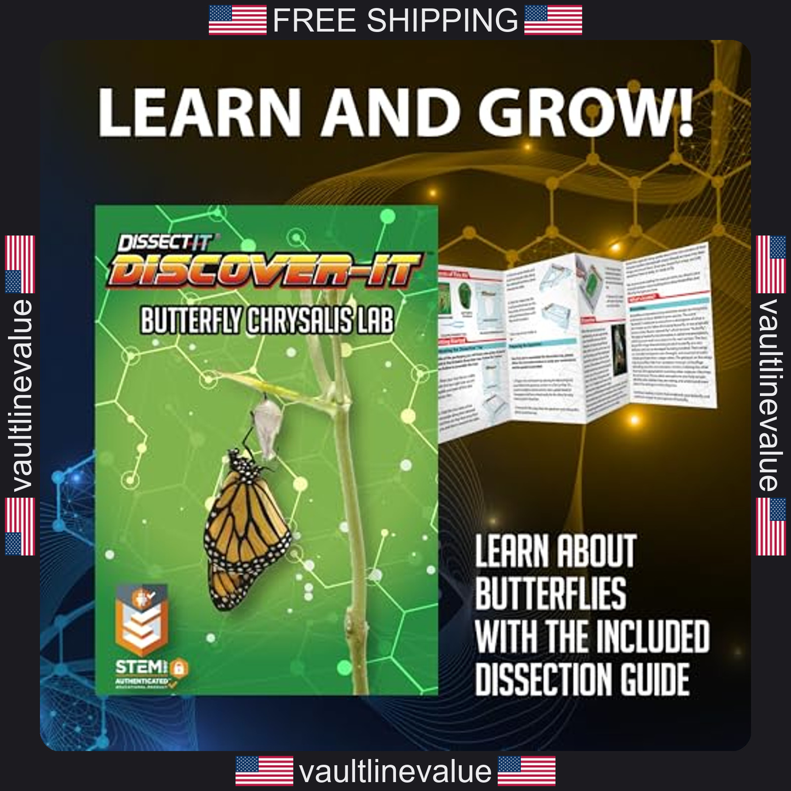 Discover-It Butterfly Metamorphosis Dissection Kit Kids STEM Science Ages 5+