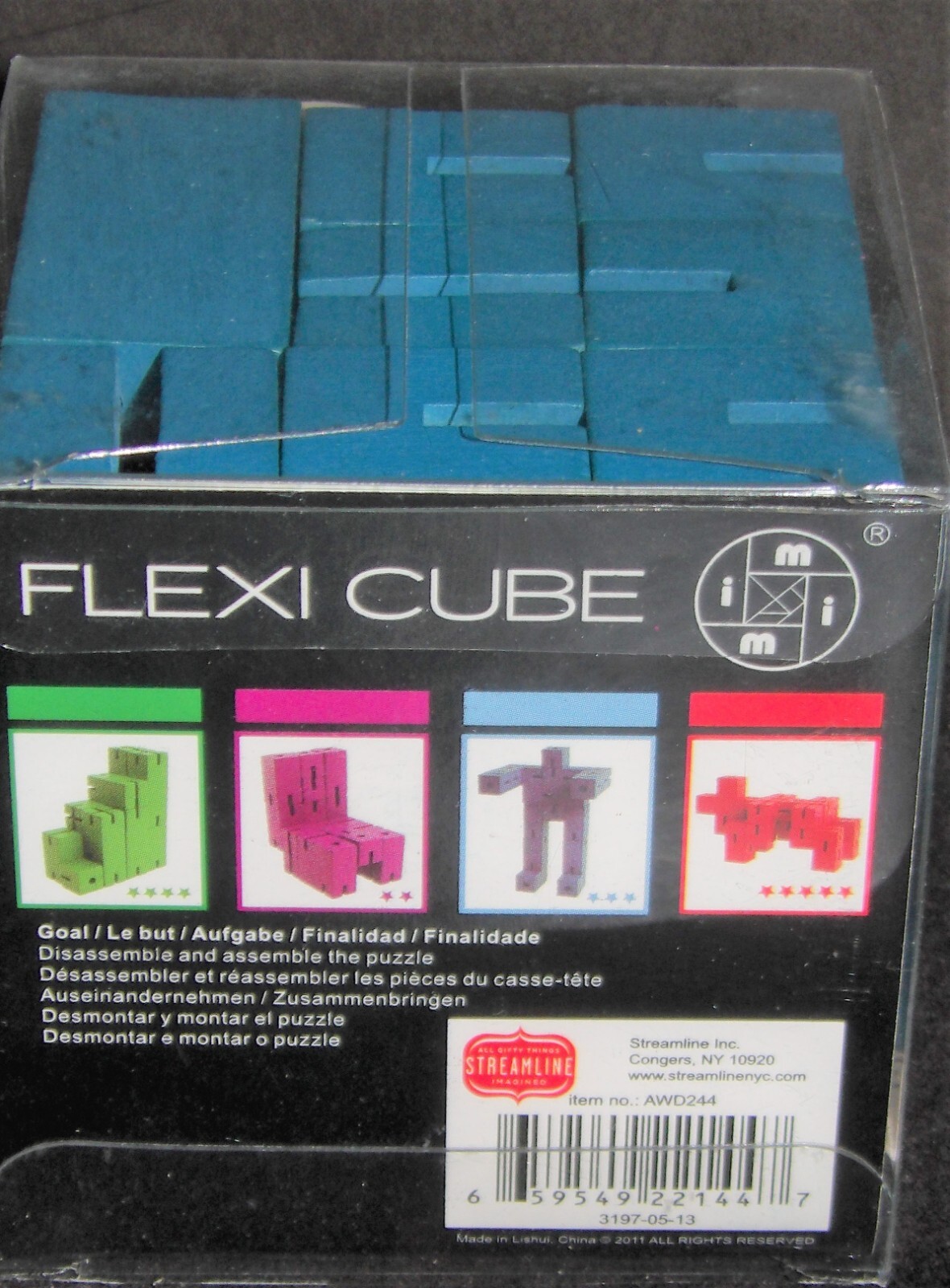 Flexi Cube NEW Wooden BLUE Build Toy RARE , Streamline, Simple Genius age 6 u