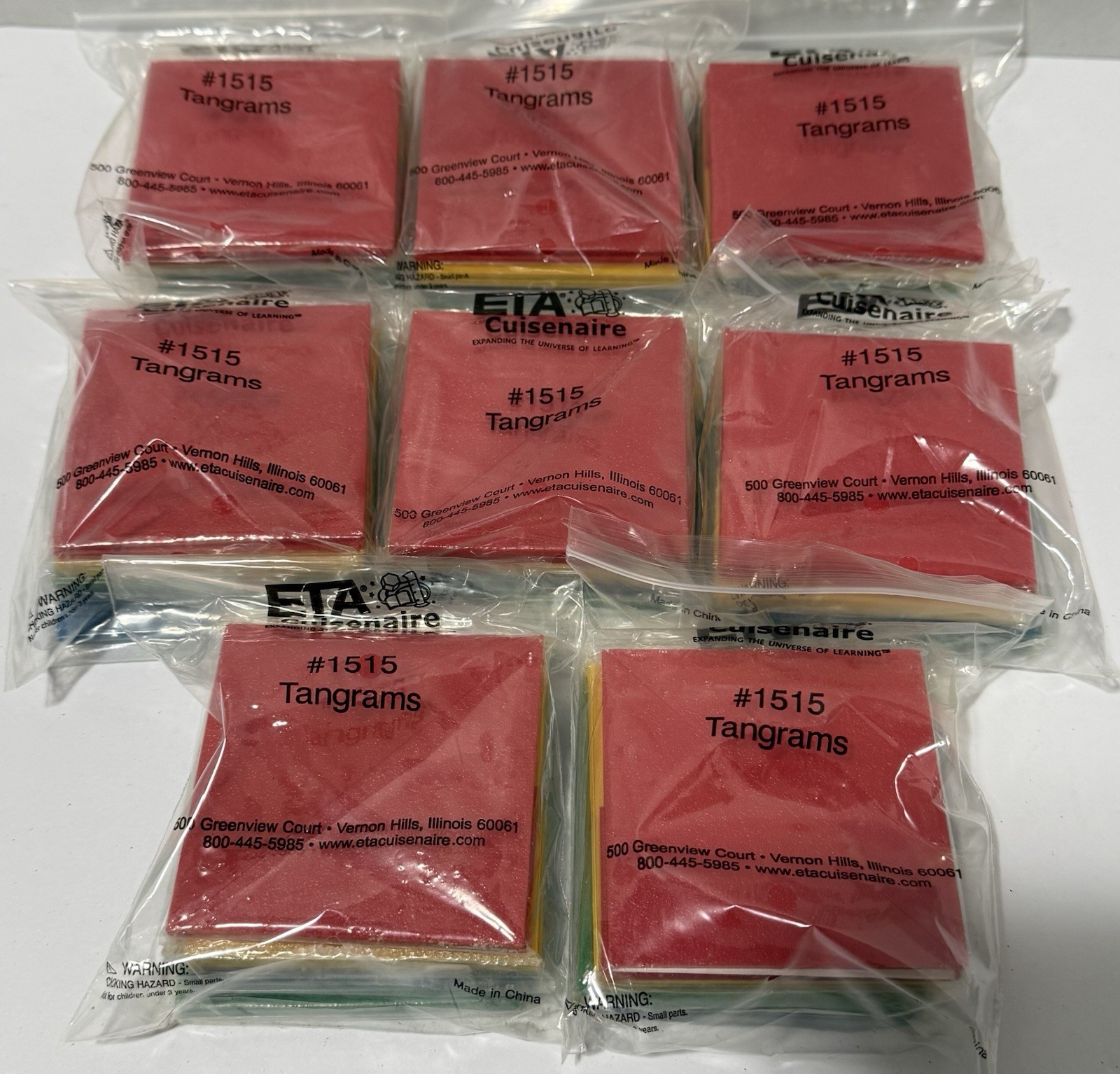 ETA CUISENAIRE BASE TEN BLOCKS LOT (CUBE, FLATS, RODS, TANGRAMS) *NEW*
