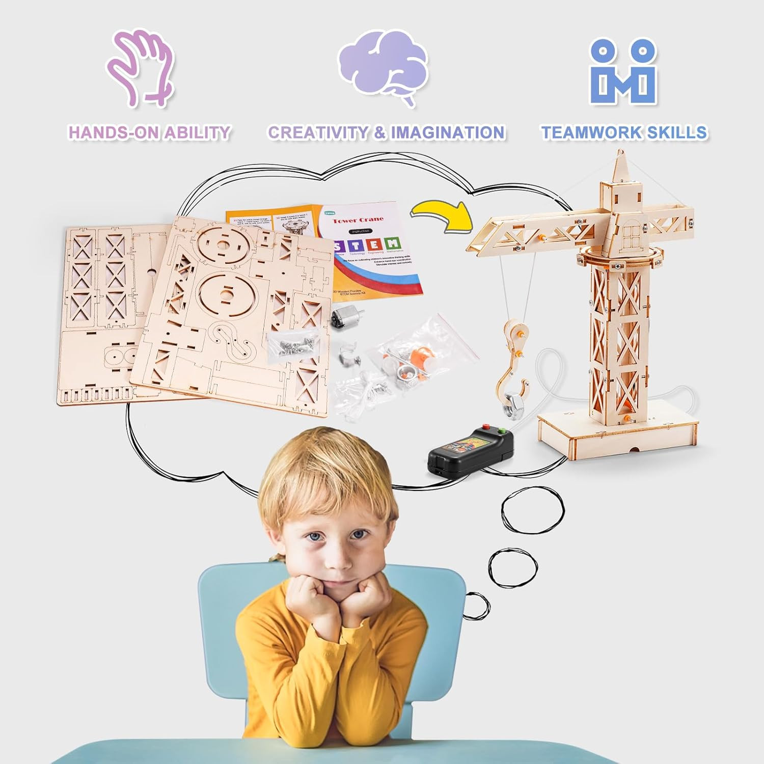 STEM Kits for Kids Ages 8-10 10-12, Wood Building Crafts Kit for Boys 8-12