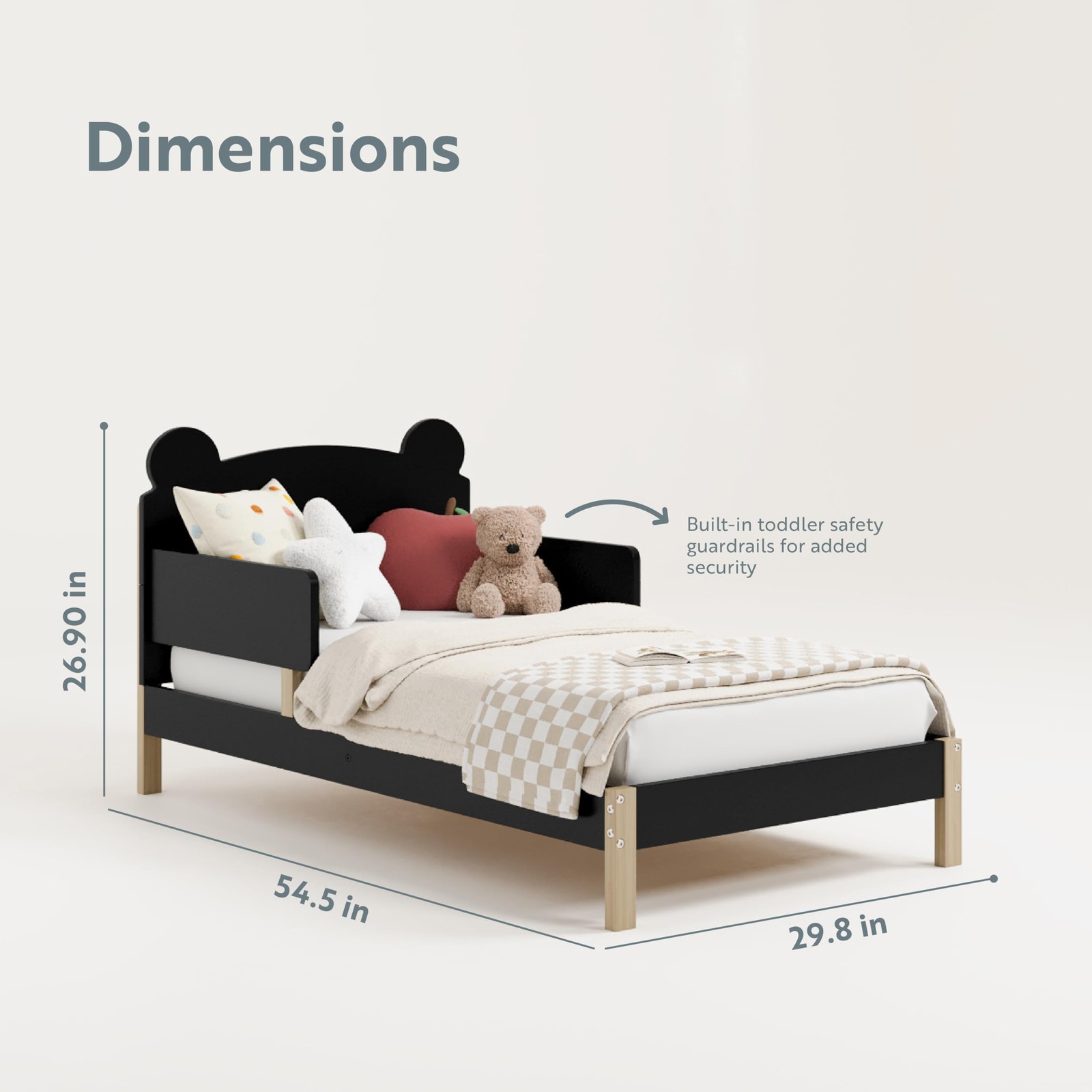 Storkcraft Teddy Bear Toddler Bed Black Driftwood – Greenguard Gold Certified