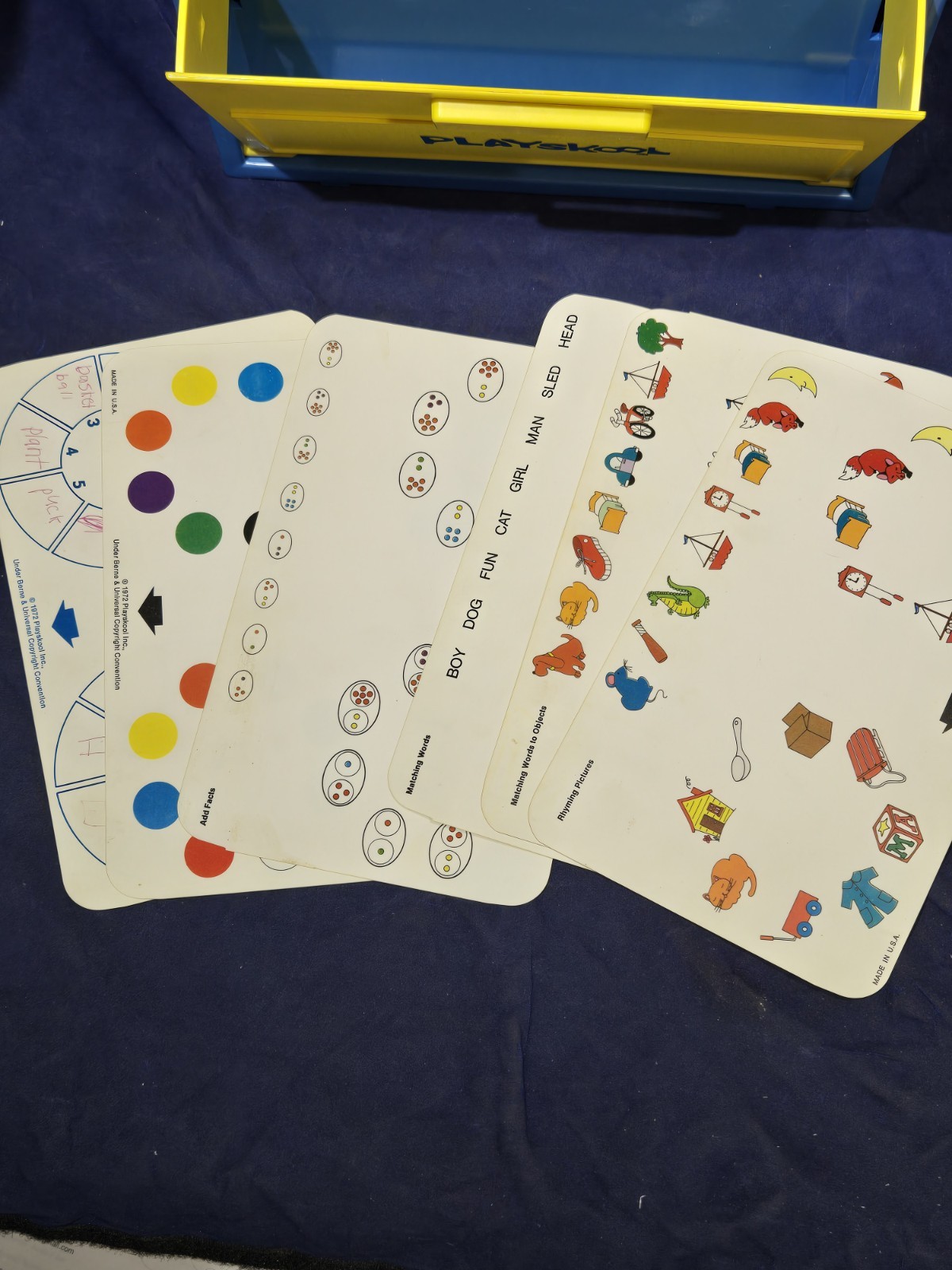 Vintage 1972 Playskool Play ‘N Learn Computer Reel to Reel Toy with 7 Cards