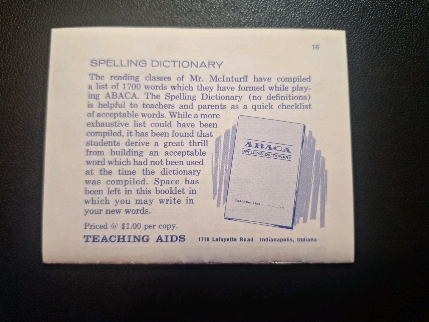 Abaca Vintage Card Deck 1967 Rule Book Teaching Aids Games