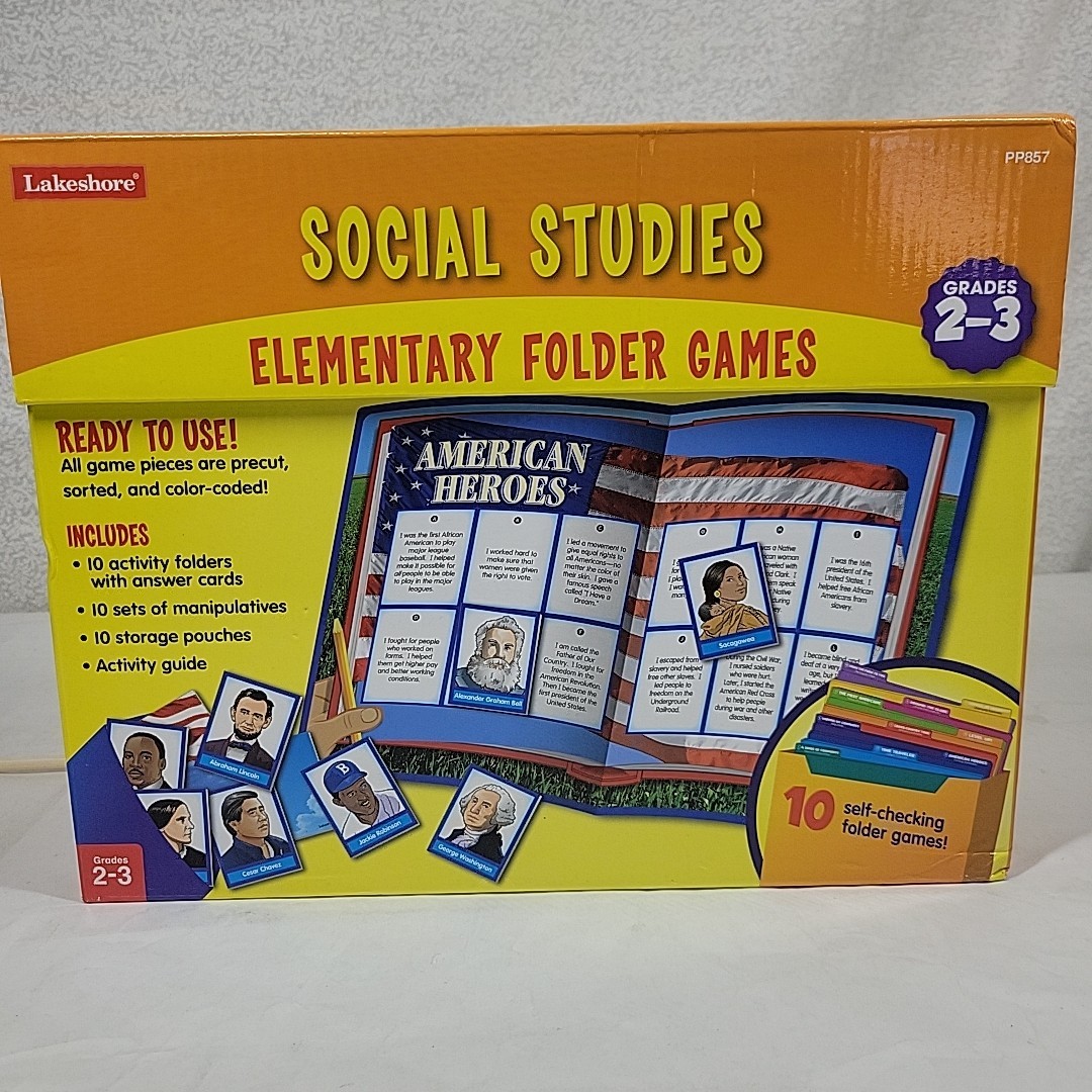 Lakeshore Social Studies Elementary Folder Games Grades 2-3 Homeschool