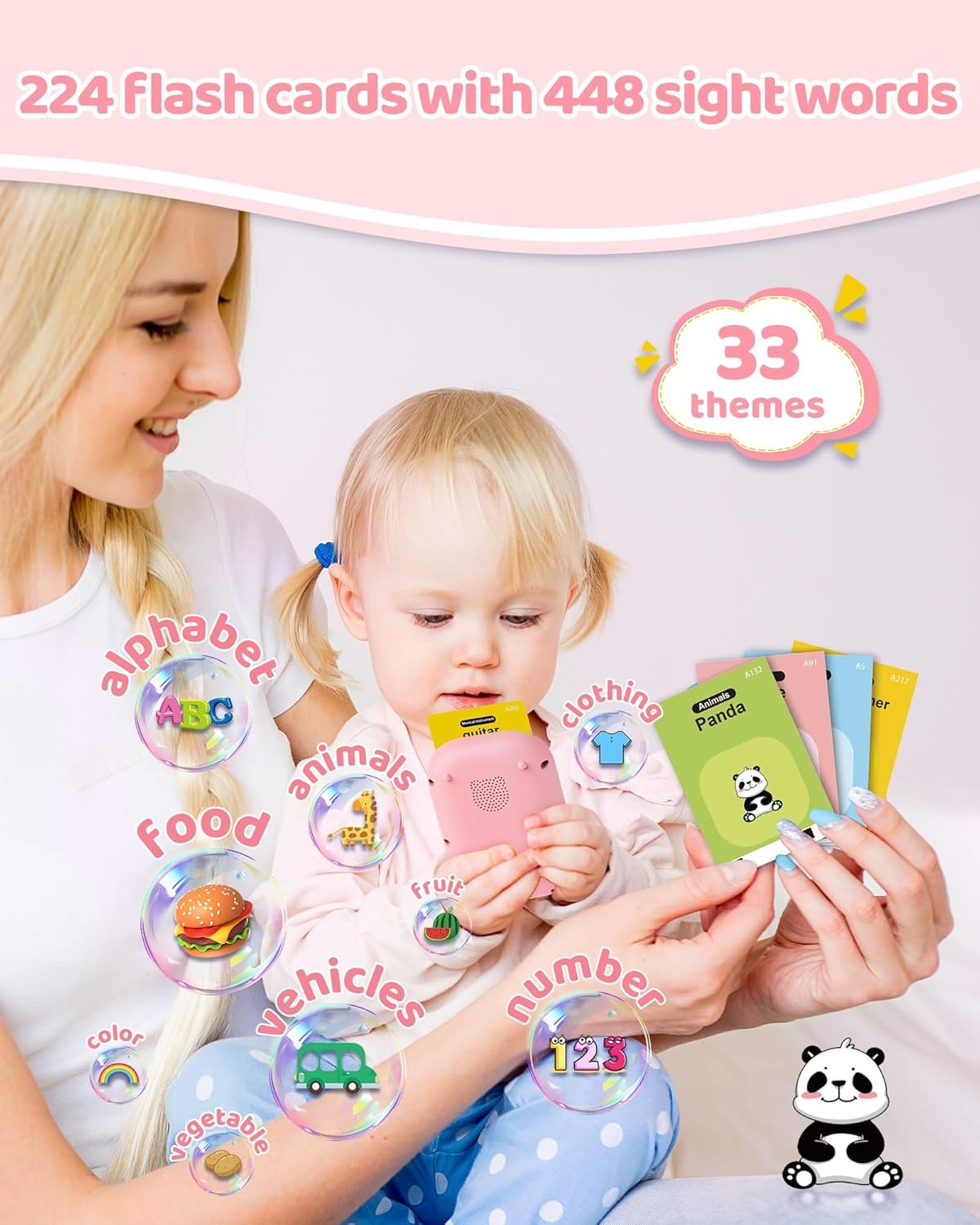 224 Words Talking Flash Cards Educational Learning Toy Toddlers 1-5 Years Old