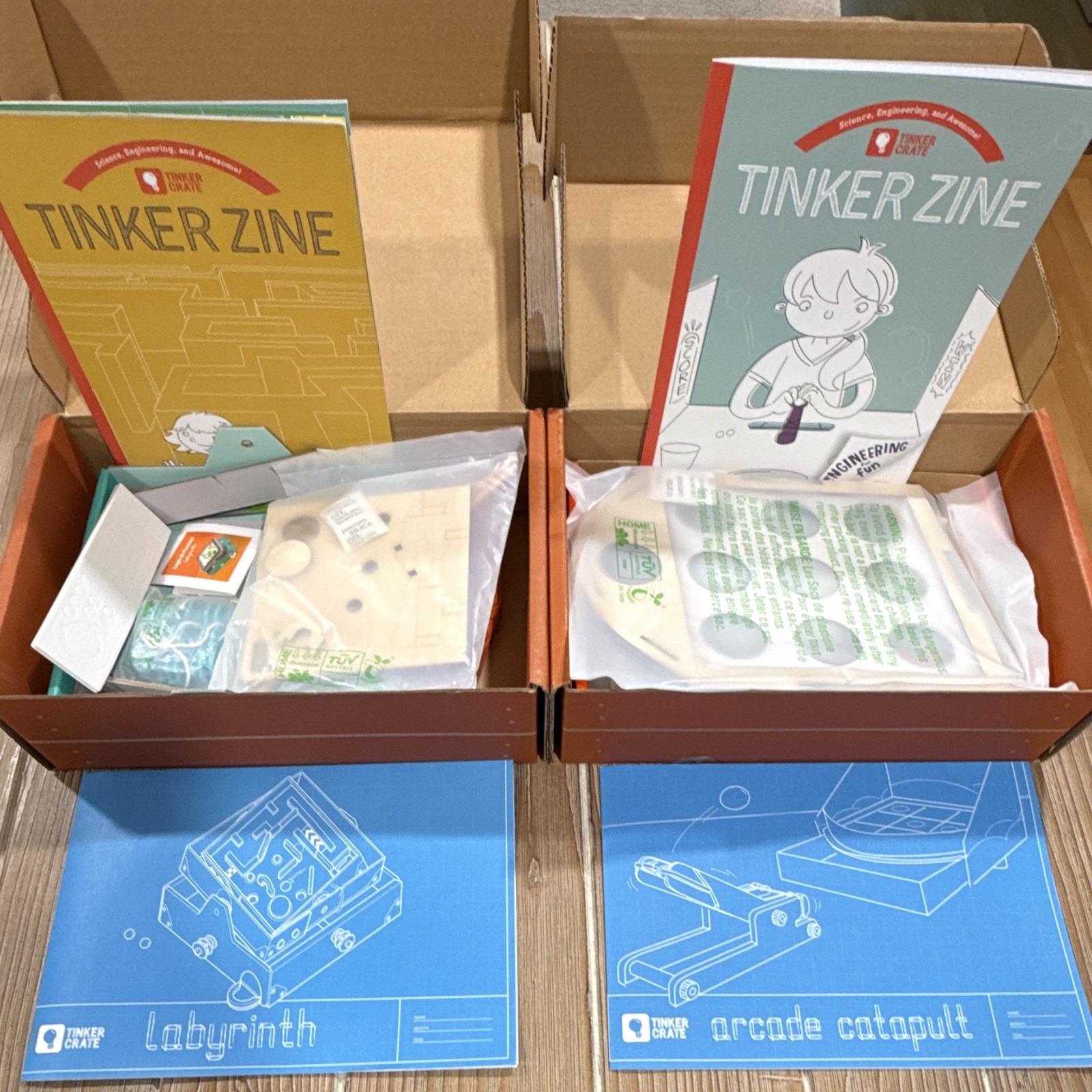 Lot of 2 KiwiCo Tinker Crate STEM Kits Labyrinth & Arcade Catapult New Ages 9-14