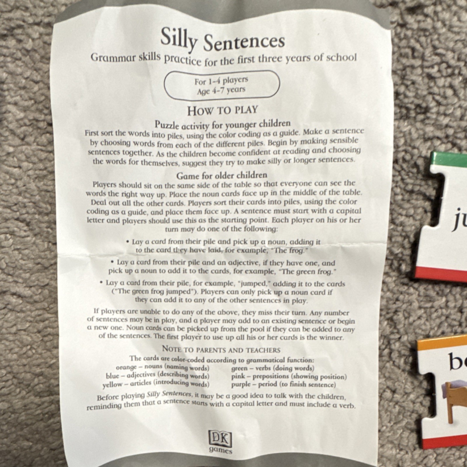 DK Games Silly Sentences Grammar Puzzle Educational Language Toy Ages 4-7