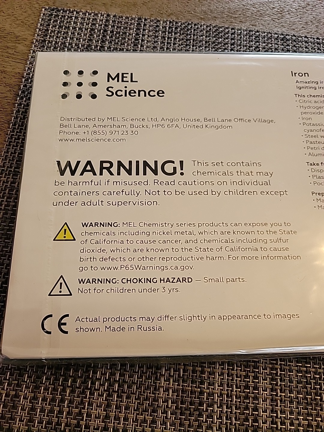 MEL Chemistry Science Kit – Iron – Homeschool Lab Experiment New SEALED