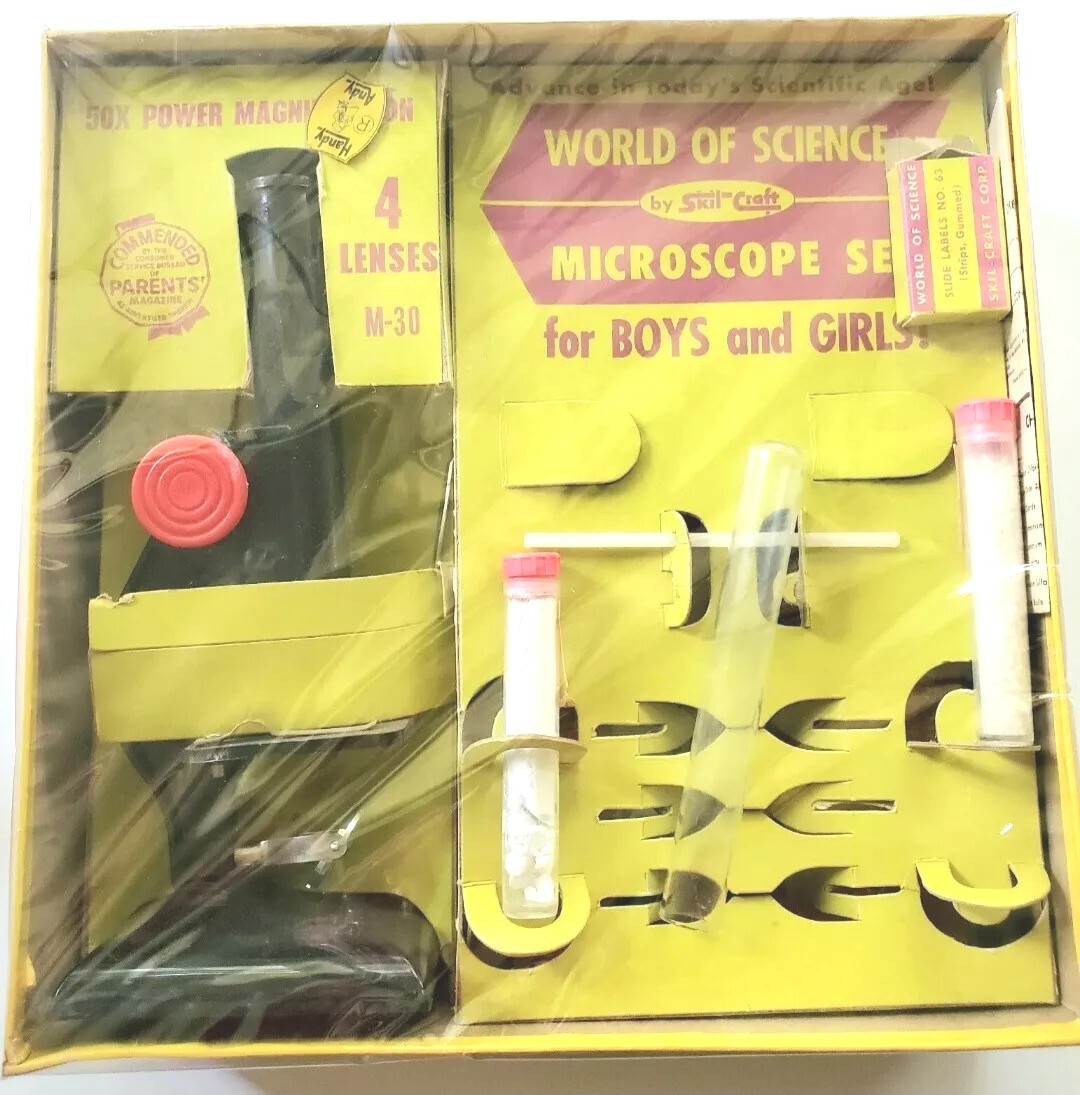 Vintage 1960s Microscope Set In Box Skil Craft Childs Set