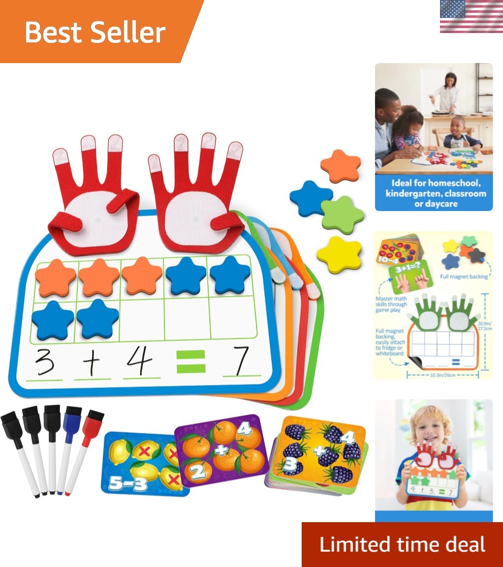 Montessori Math Manipulatives Number Counting Block, Magnetic Ten Frame Addit…