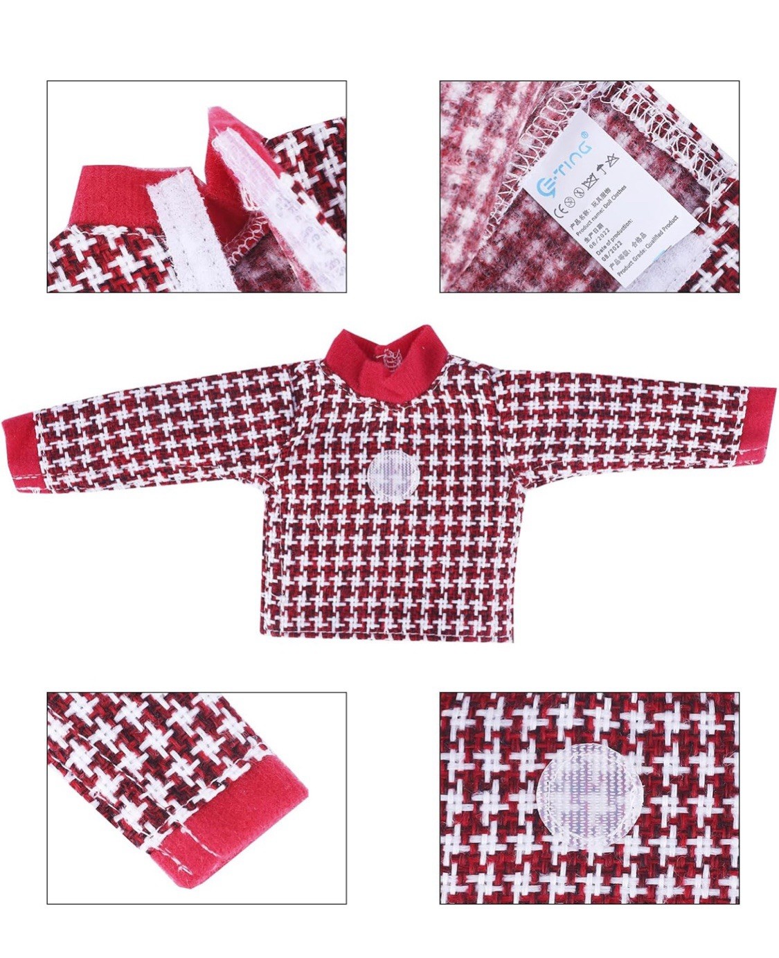 Santa Elf Christmas Sweater Set 1 Sweater with 8 Attachable Decals Snowman Bells