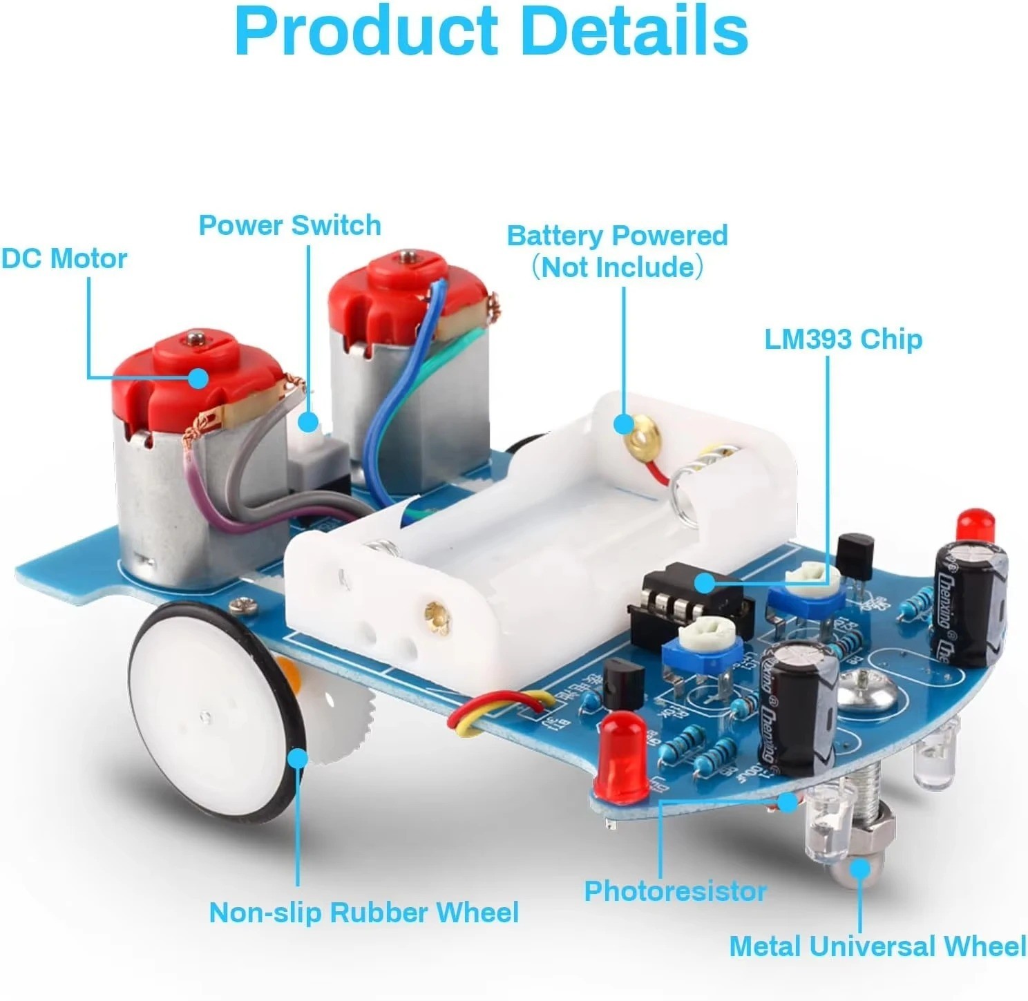 Beginners DIY Electronics Kit –Line Following Robot Smart Car Soldering Practice