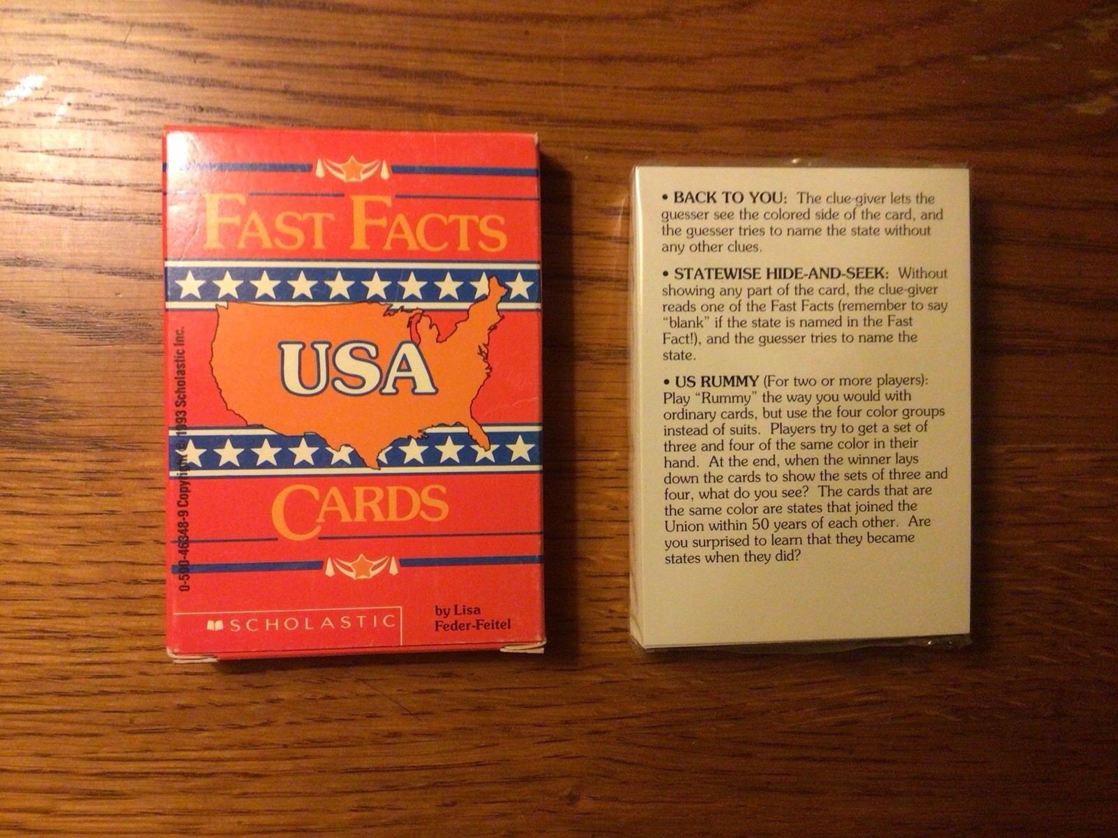 Vintage Fast Facts USA Playing Cards By Scholastic- Sealed and Unopened