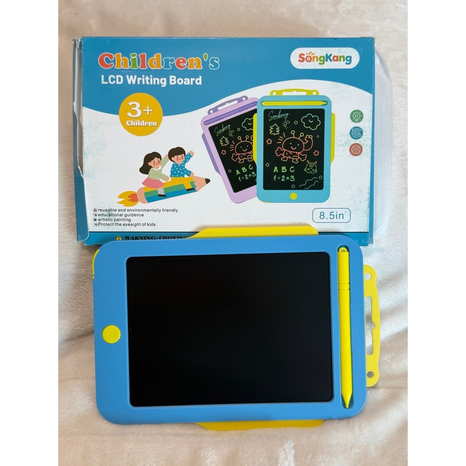Kids LCD Writing tablet board 8.5 inches. Color BLUE. With a stand. Lock button