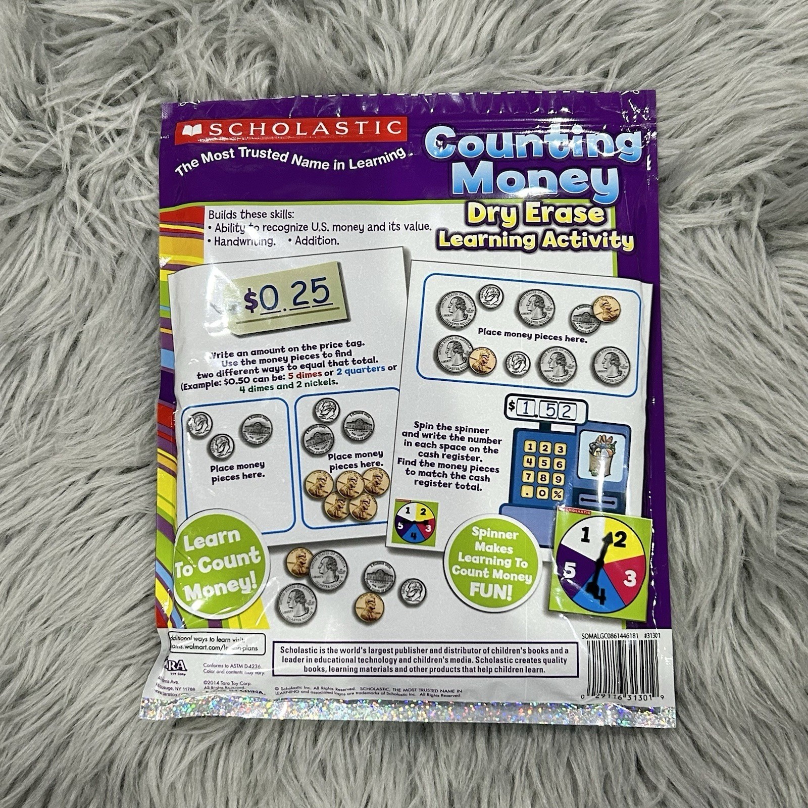 Scholastic Counting Money Dry Erase Learning Activity Set K-2