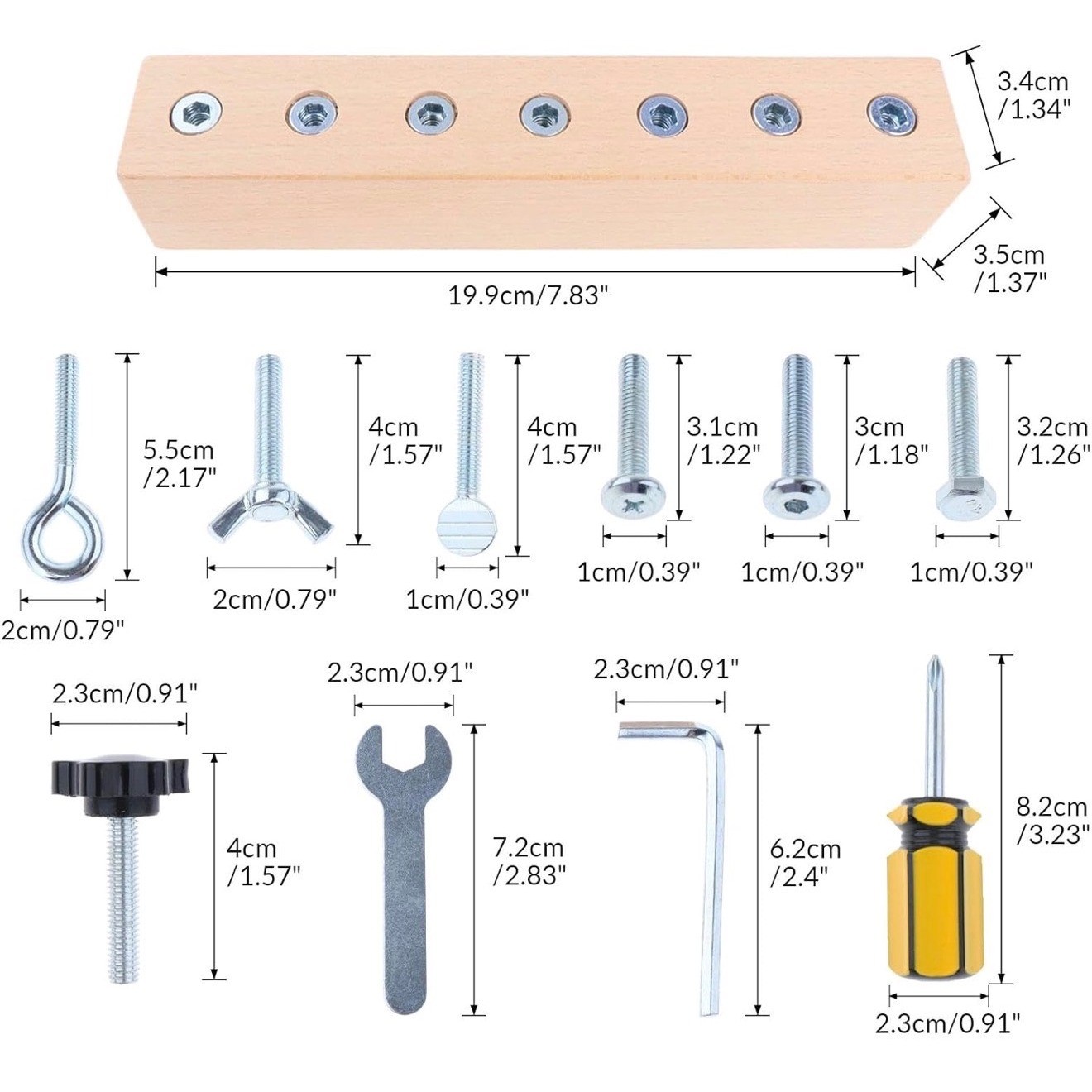 Montessori Wooden Screw Driver Board Set Fine Motor Skills Educational Toy