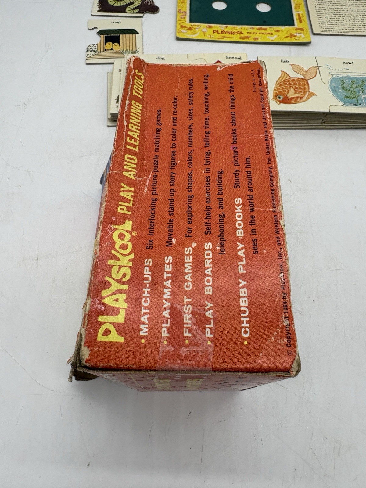 Vintage 1964 Playskool Match-Ups Puzzle Card Games Animal Homes 94% Complete