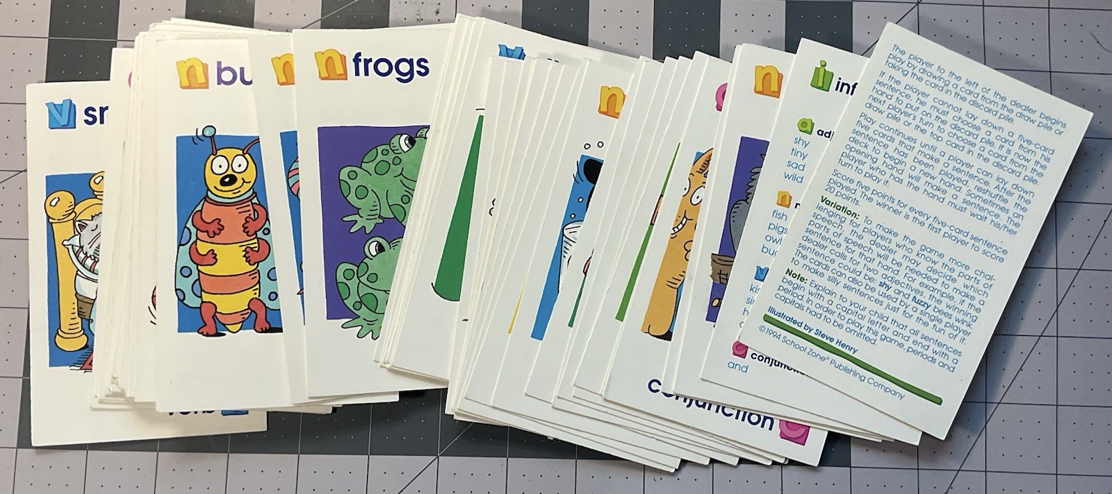 Vintage 1994 Silly Sentences Grammar Learning Card Game School Zone COMPLETE