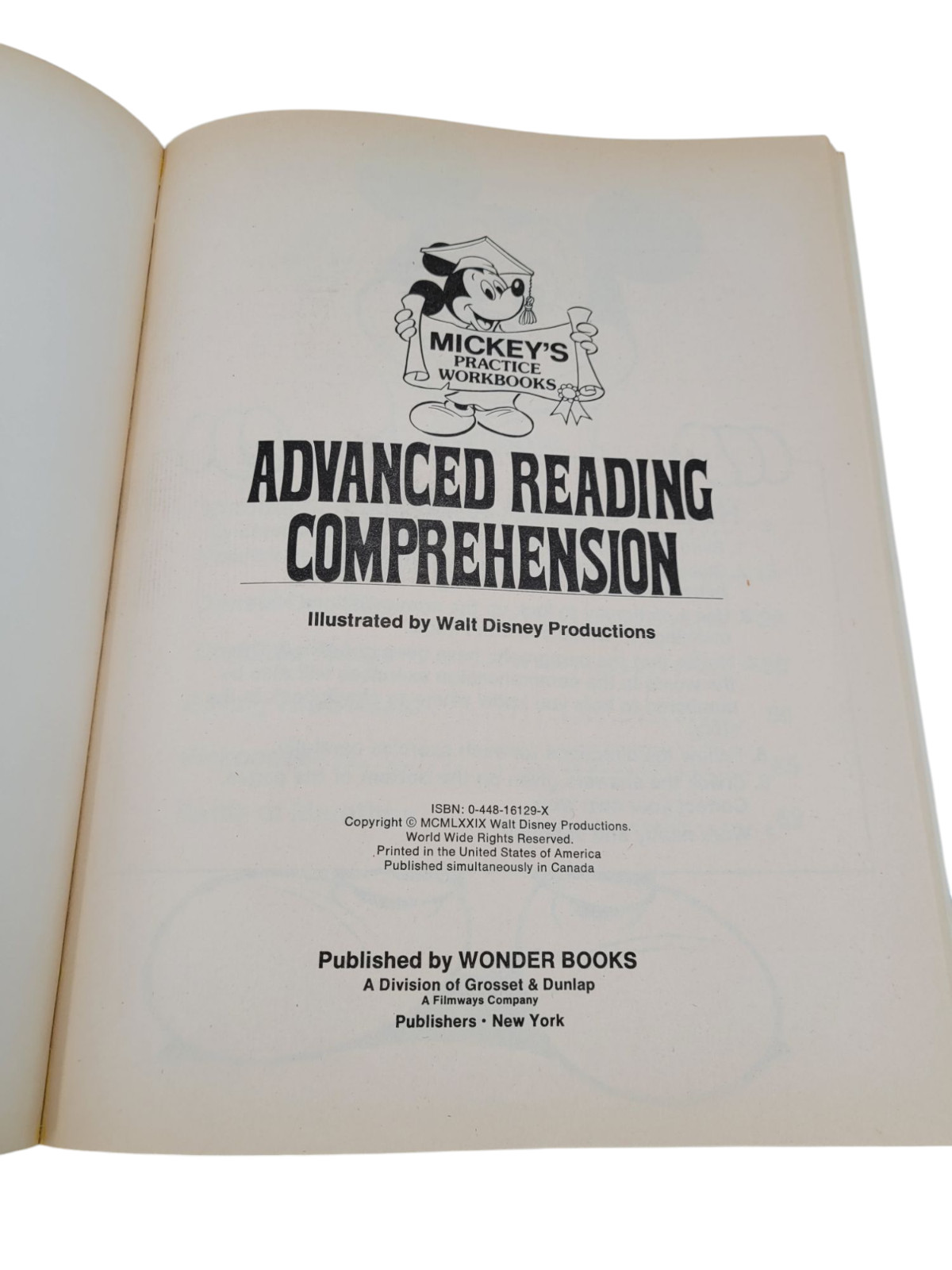 VTG 1979 Mickey Mouse’s Advanced Reading Comprehension Workbook Grades 2-5 NOS