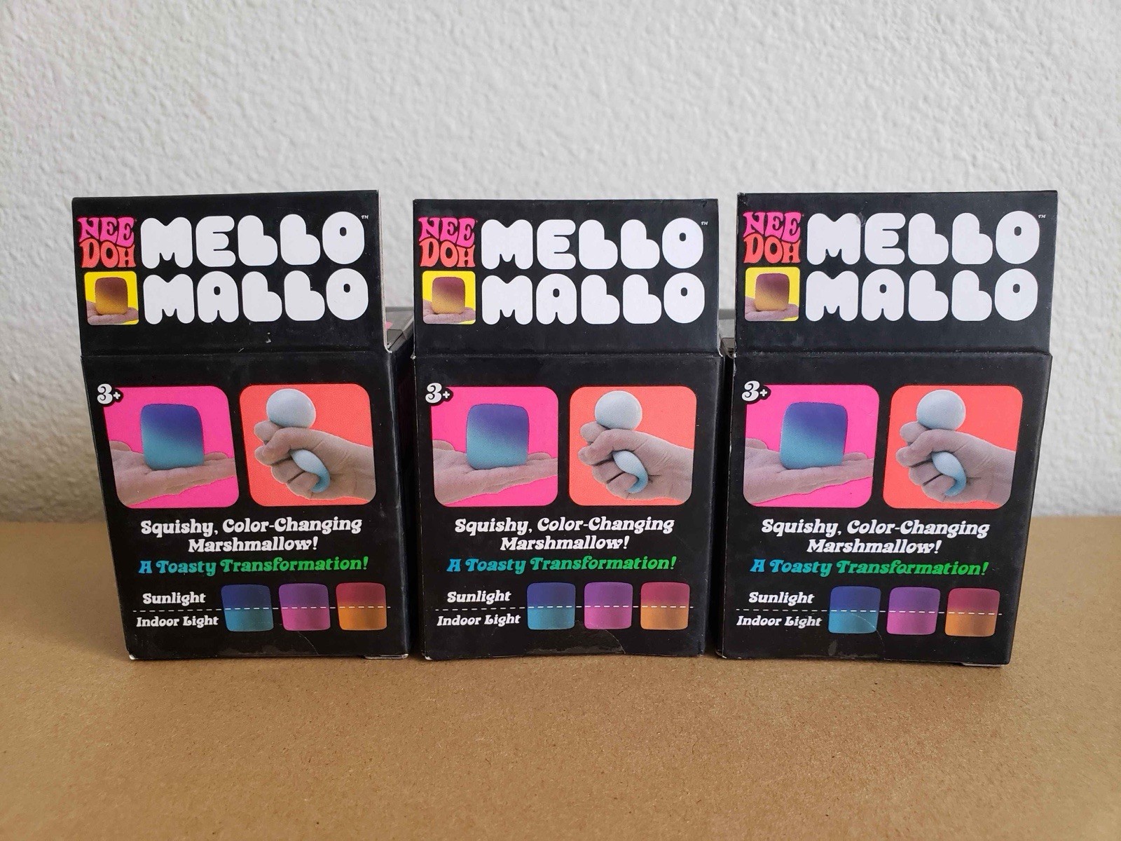 Authentic NeeDoh Mello Mallo Color Changing Squishy Sensory Viral Toy Set of 3