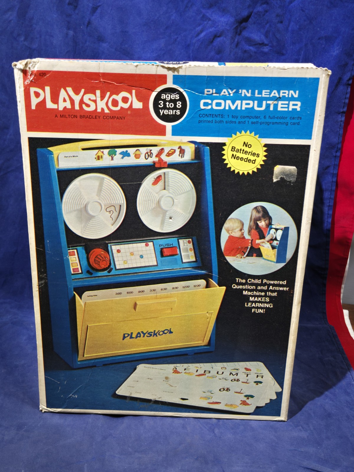 Vintage 1972 Playskool Play ‘N Learn Computer Reel to Reel Toy with 7 Cards