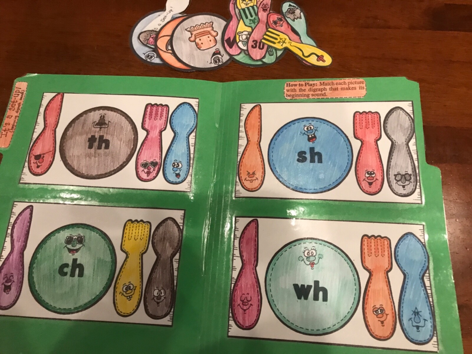 It’s a Set Up! Beginning Digraph Sounds 2nd grade language arts file folder game