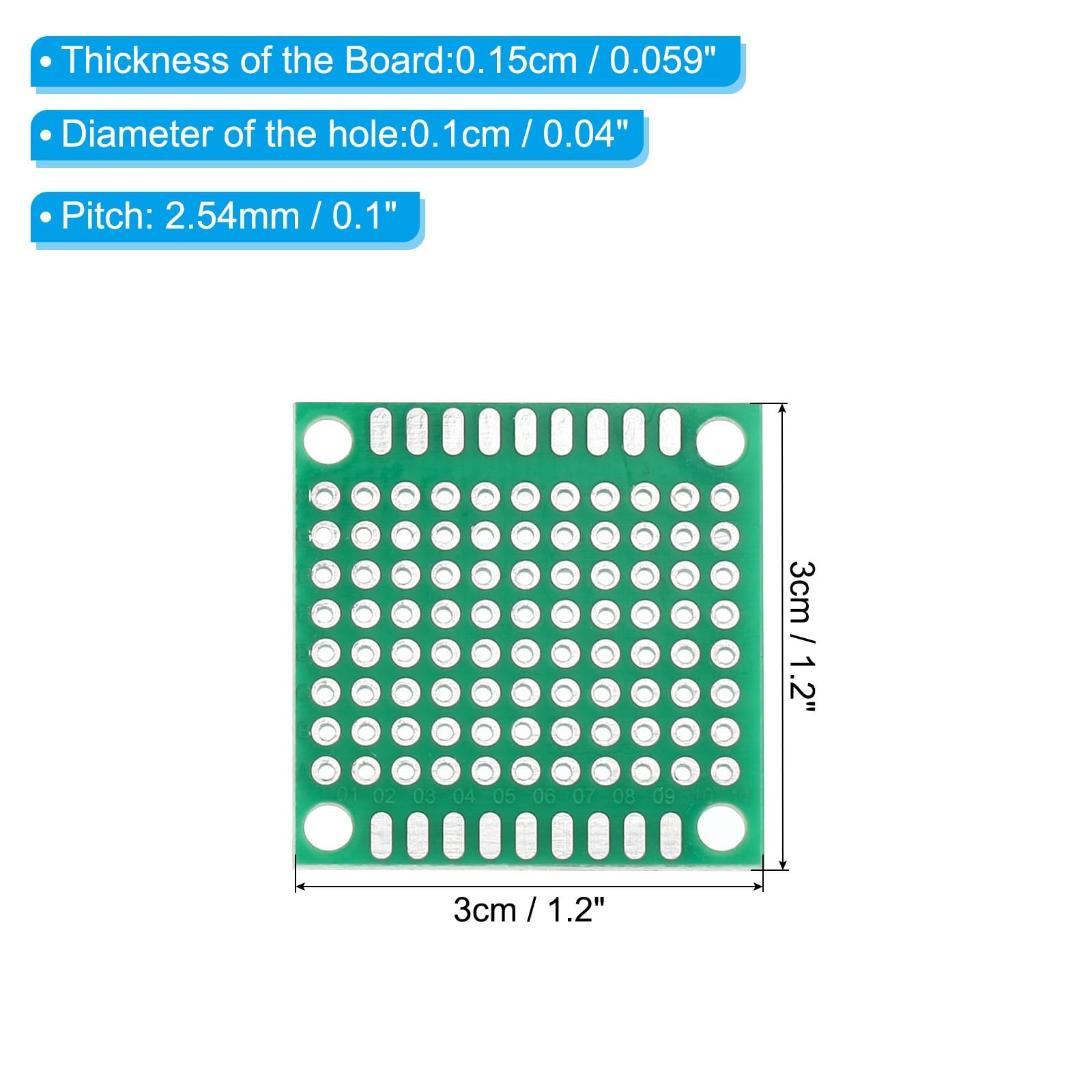 PATIKIL 1.2″ x PCB Board Circuit, 24 Pcs Single Sided Prototype…