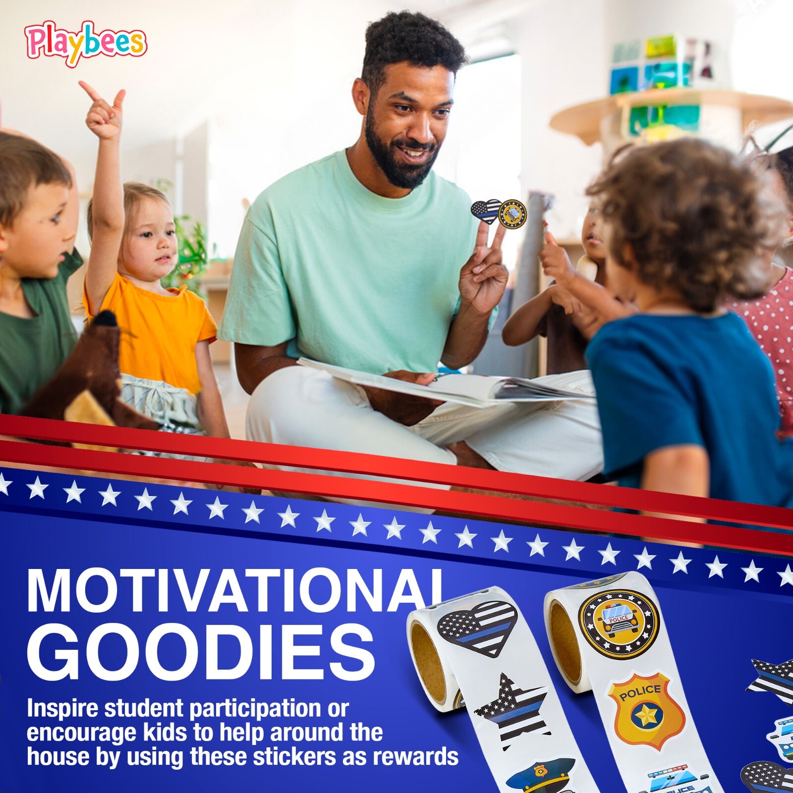 Police Stickers for Kids – 200 Pack of Law Enforcement Themed Designs