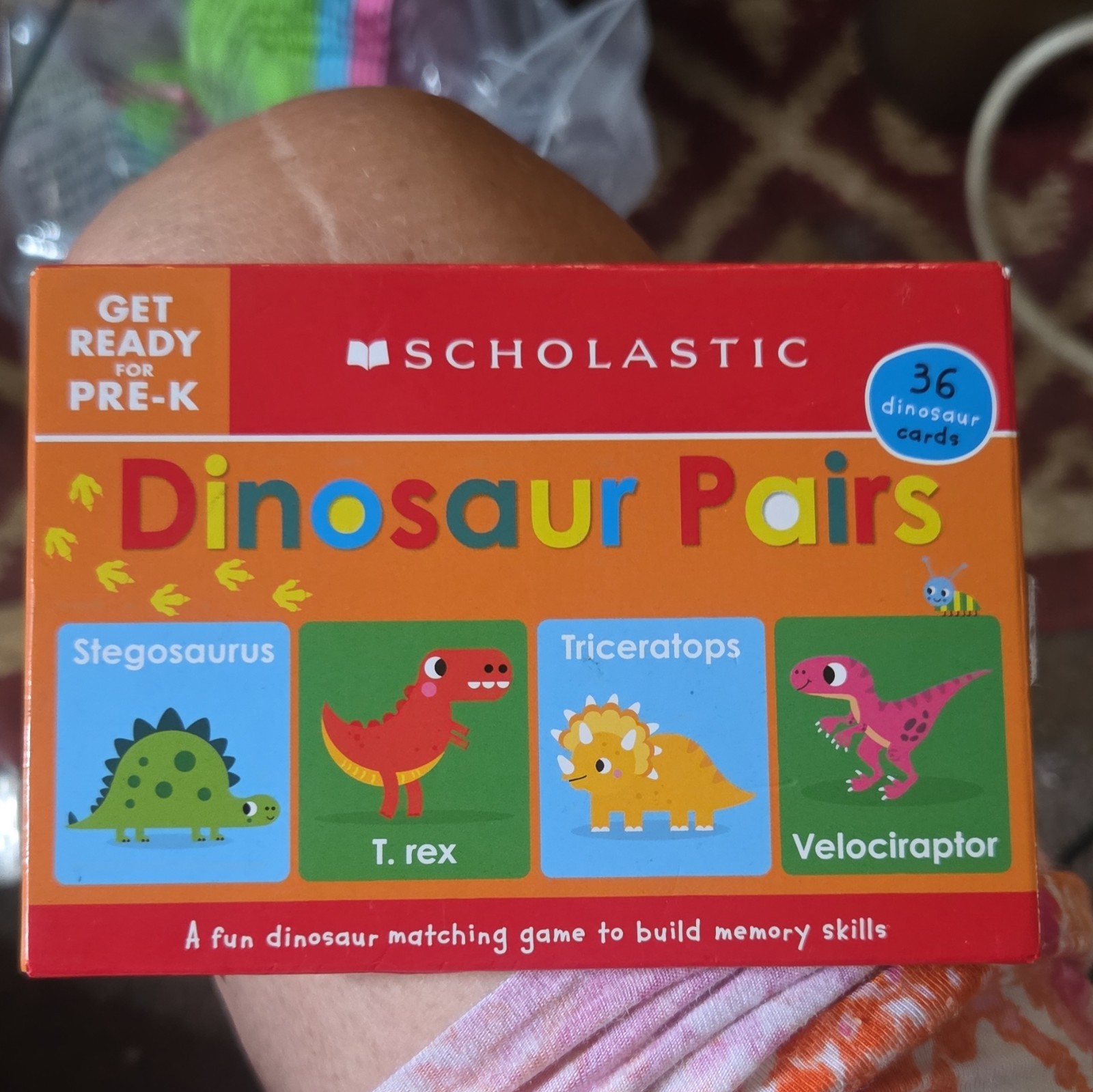 Scholastic Get Ready for Pre-K Dinosaur Pairs Matching Game 36 Cards Age 3+