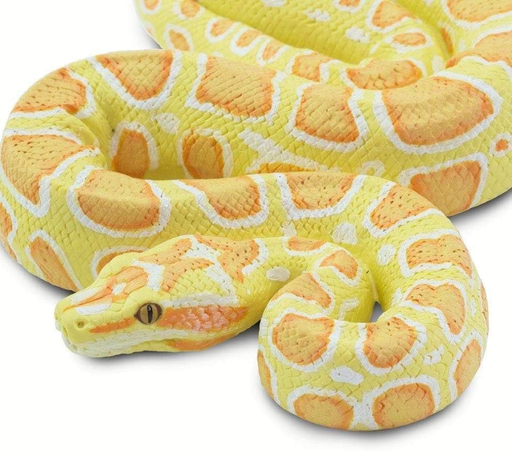 Albino Burmese Python Figurine – Lifelike 5.5″ Snake Figure Kids Educational Toy