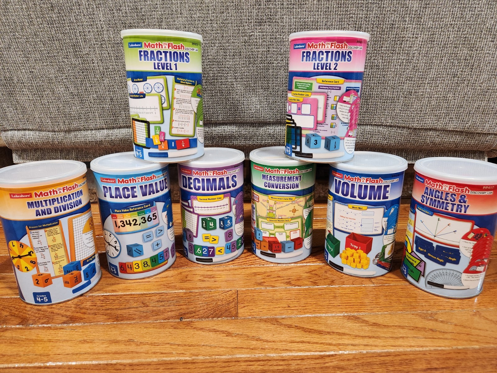 Lakeshore Math In A Flash Discovery Cans **COMPLETE SET for Grades 4-5**