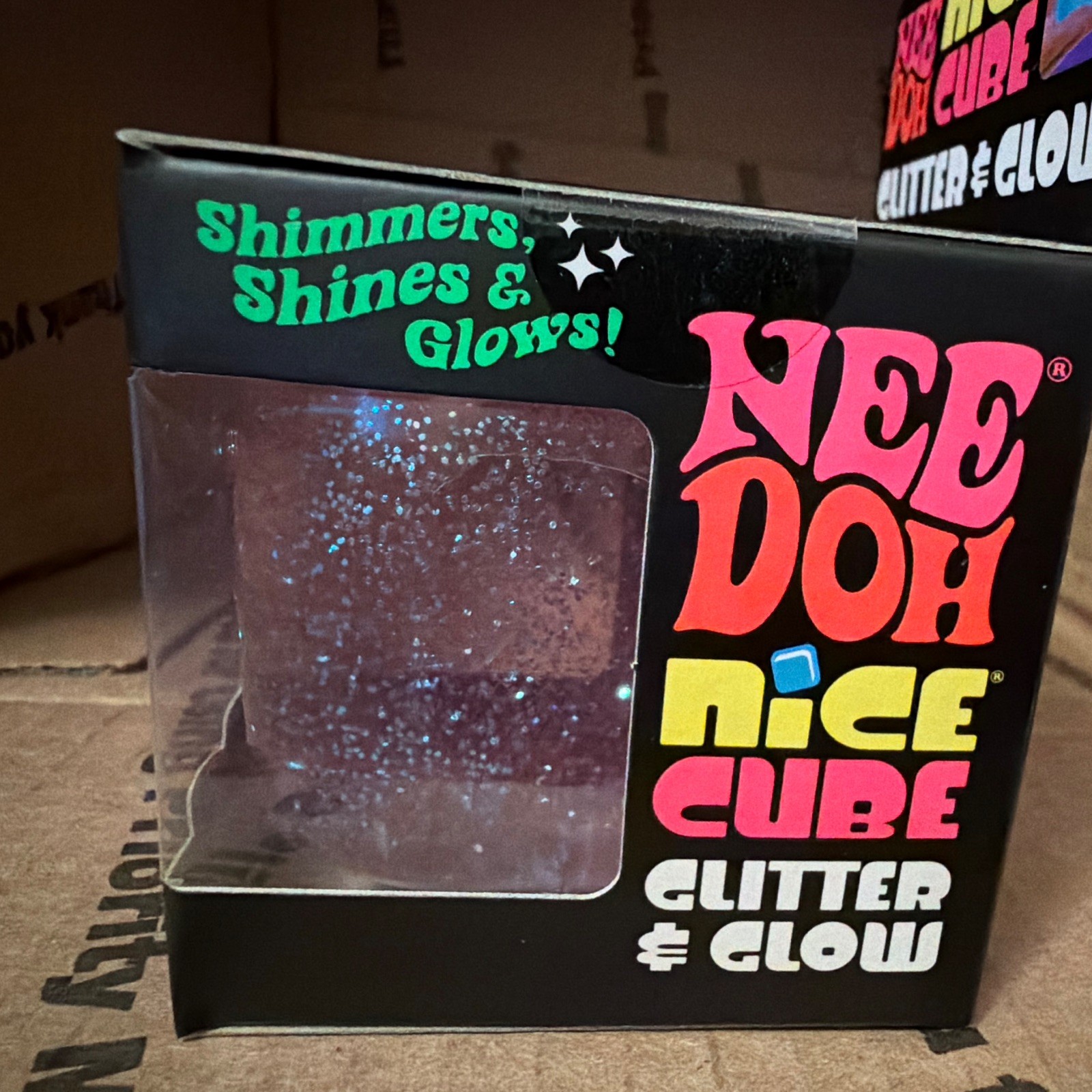 Viral! Hard to find! NeeDoh Nice Cube Glitter & Glow in Purple