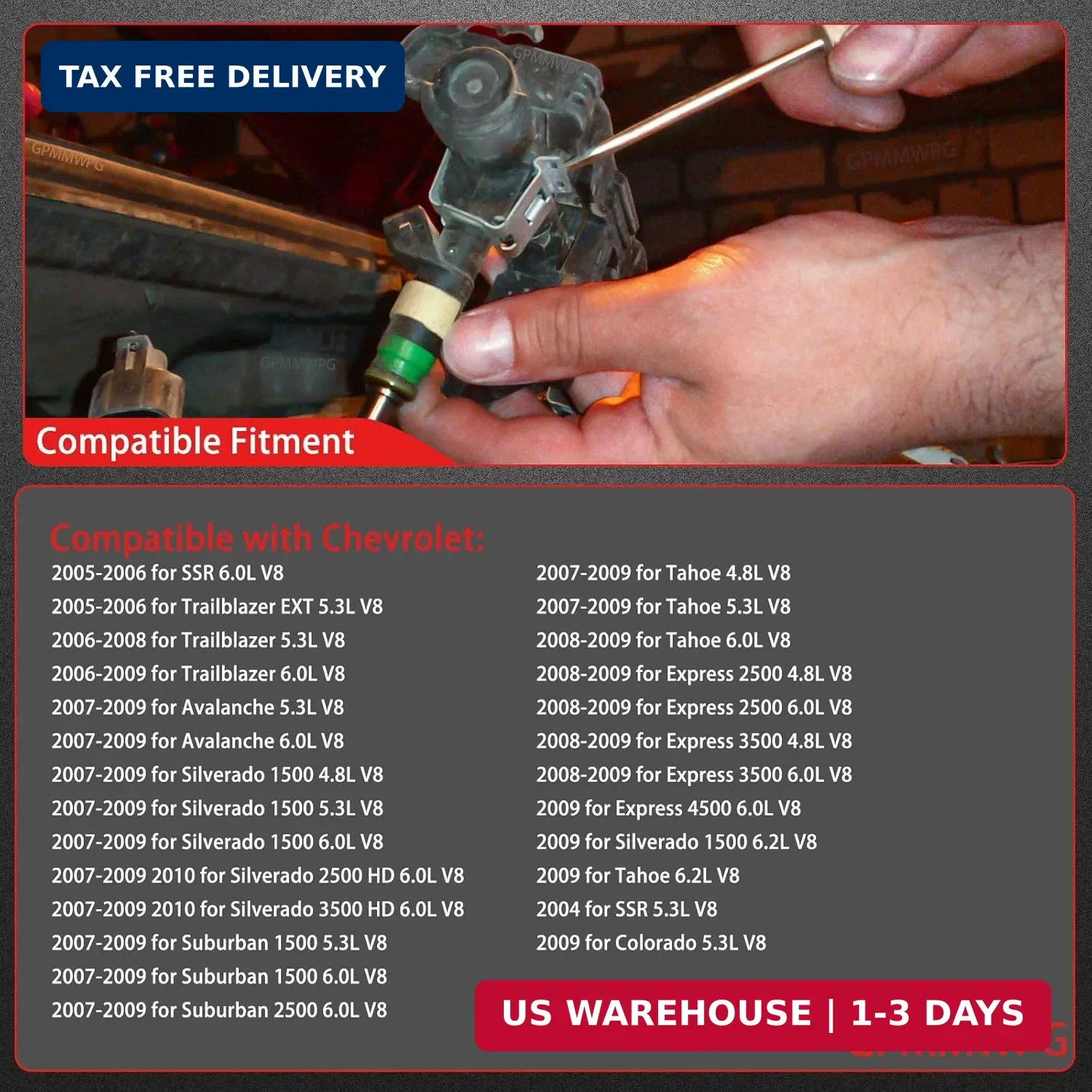 Fuel Injectors Set of 8 Compatible with Yukon for Envoy for Sierra for Savana fo