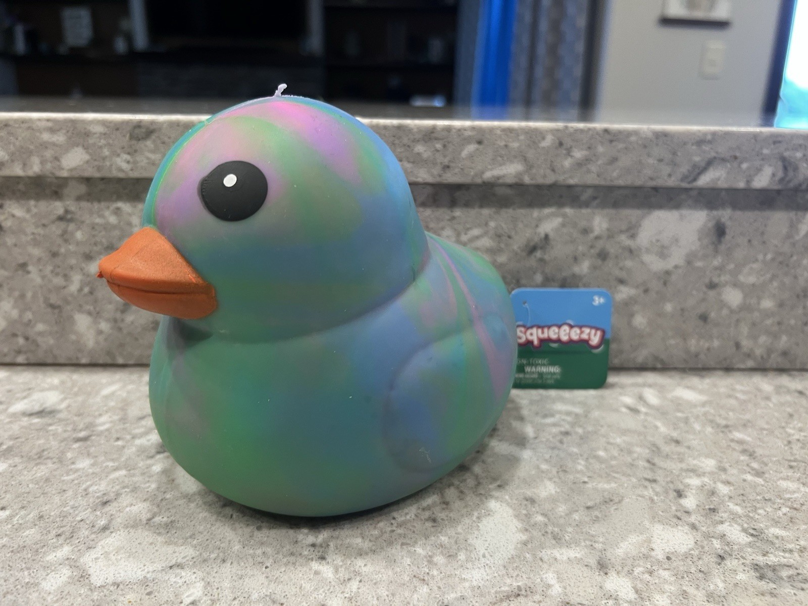 New Rainbow Tie-dye Jumbo Squeeezy Multicolor Duck Squishy Blue Green Purple