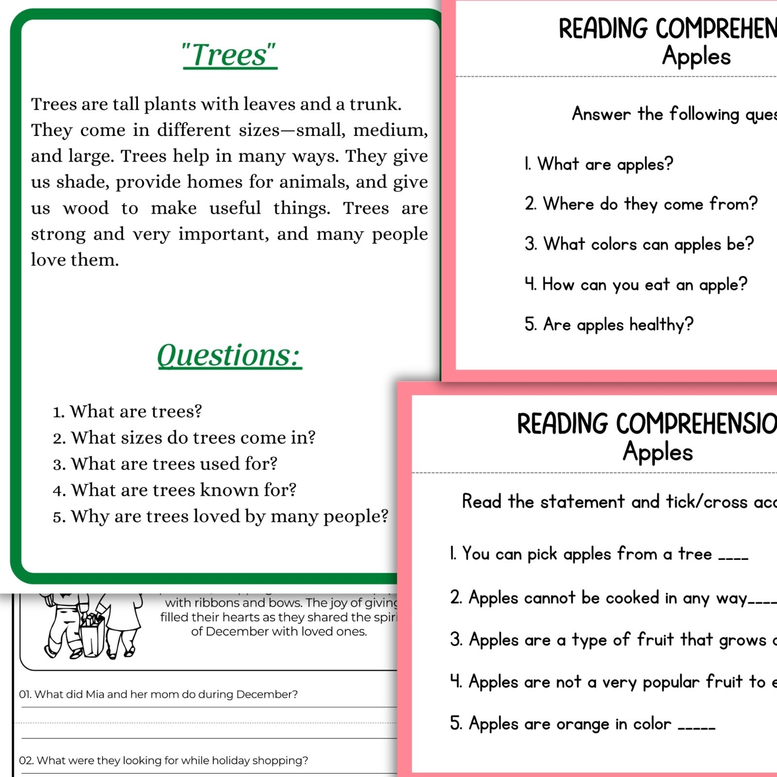 270 Reading Comprehension Worksheets For Kids | Printable | Digital Download