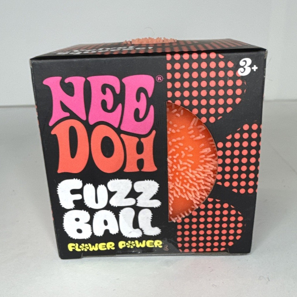 Nee Doh Fuzz Ball Flower Power Orange Velvet Squeezer Squeeze Toy Age 3-4