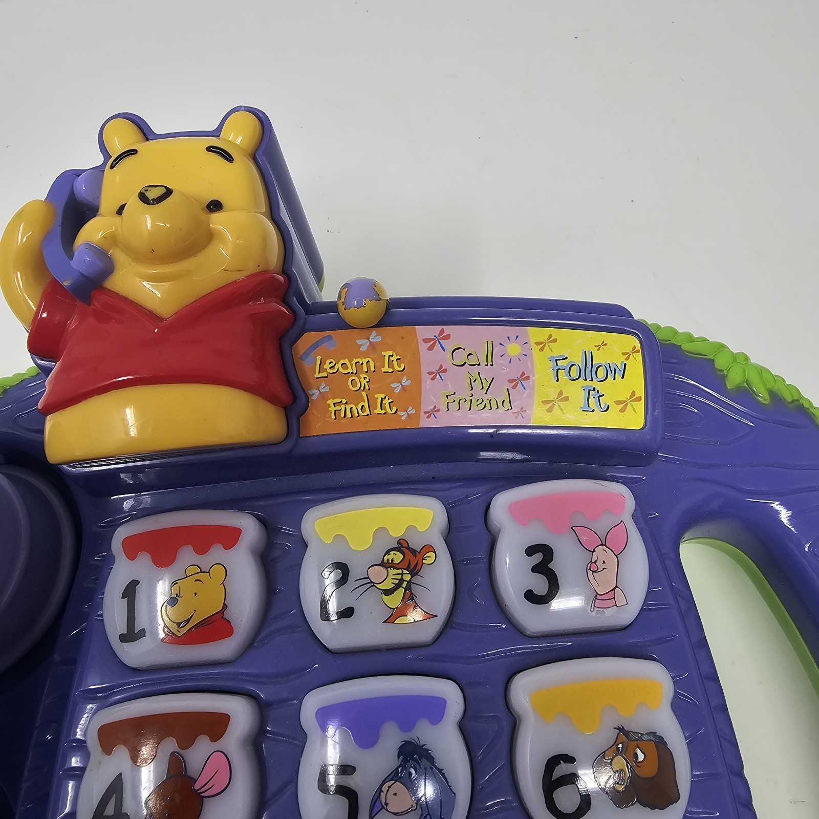 VTech Disney Winnie the Pooh Teach ’n Lights Phone Learning Toy Works! 2004 VTG