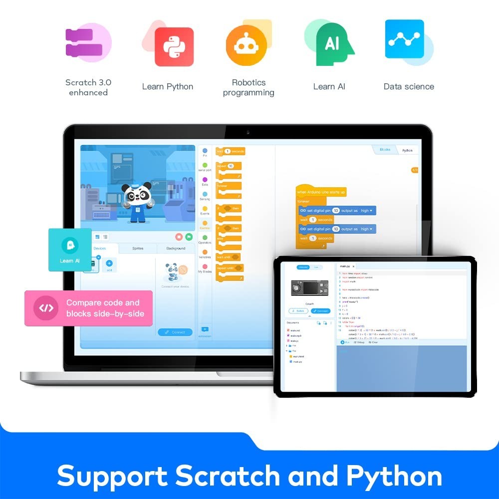 STEM Coding Kit for Kids 8-12 – Programmable Robot, Scratch & Python, IoT, WiFi
