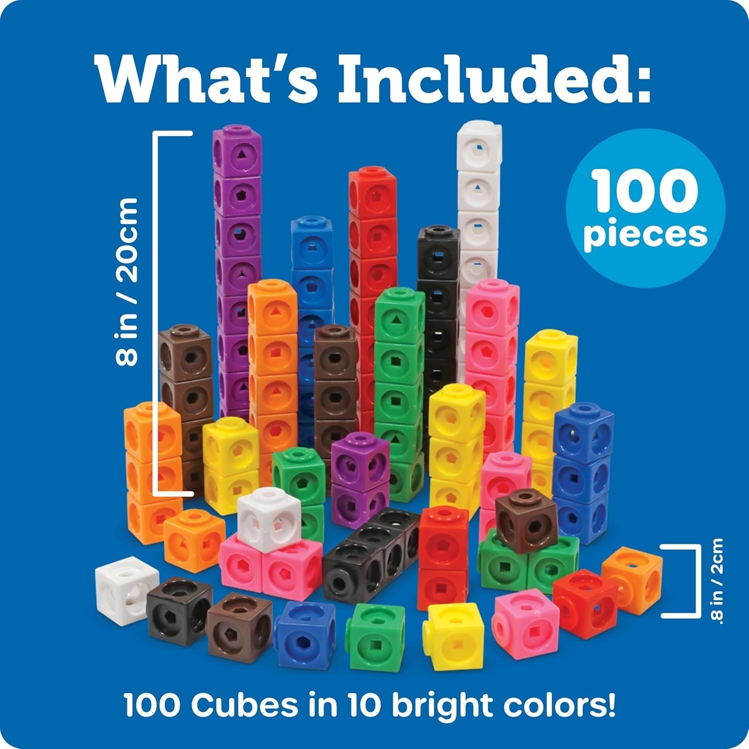 Hands-On MathLink Cubes, Set of 100 – Ideal for Homeschool & Classroom Fun