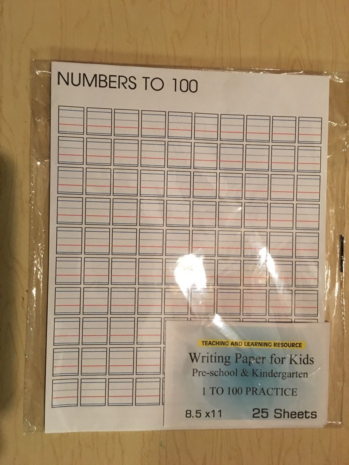 Writing Paper for Kids – NUMBERS TO 100 – 11X 8.5 in, 20 lb, 25 sheets