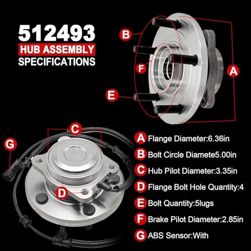 Pair 512437 Rear Wheel Bearing Hub Assembly Compatible with Kia Optima 2011-2015