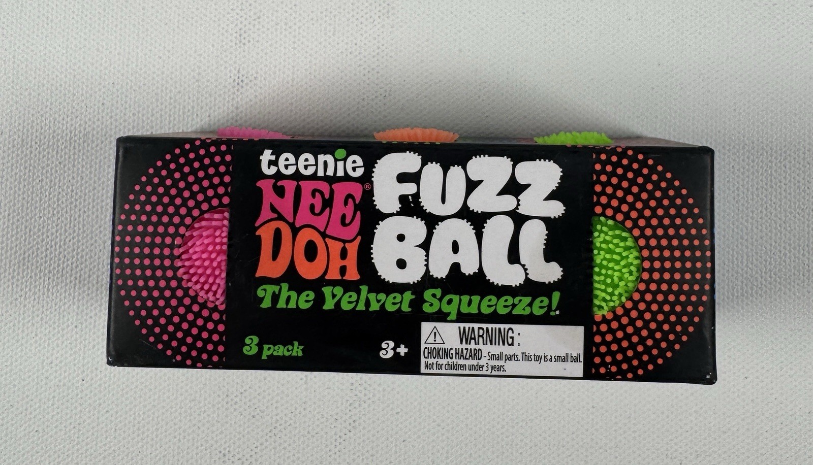 Nee Doh Teenie Fuzz Ball The Velvet Squeeze 3 Pack Multicolor Green Orange Pink