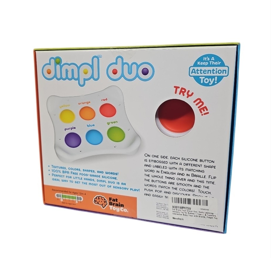 Dimpl Duo Sensory Toy With Braille Colors & Shapes Fat Brain Toys 12m+