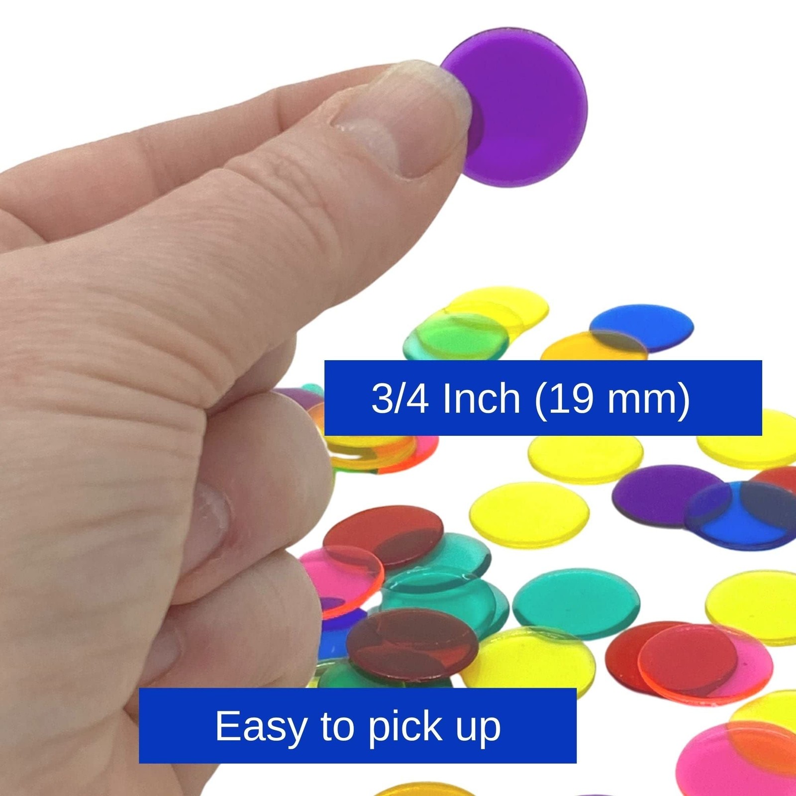 Plastic Bingo Chips for Games 1000 Count – Transparent 7 Color Mixture Counti