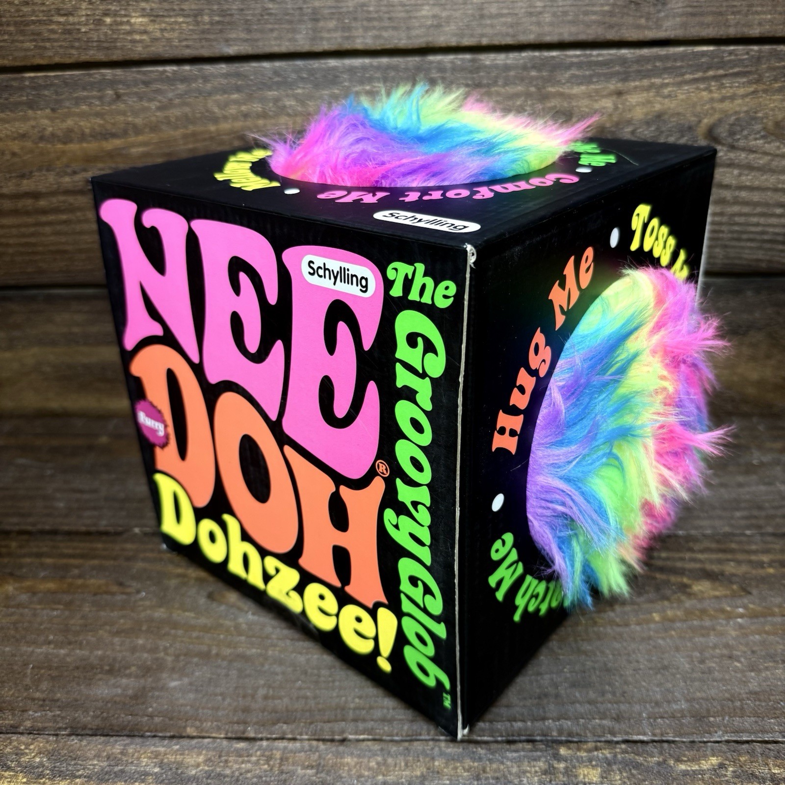 NEW Rare Needoh Dohzee Groovy Glob 7.5″ Furry Ball Pillow Rainbow Plush IN BOX