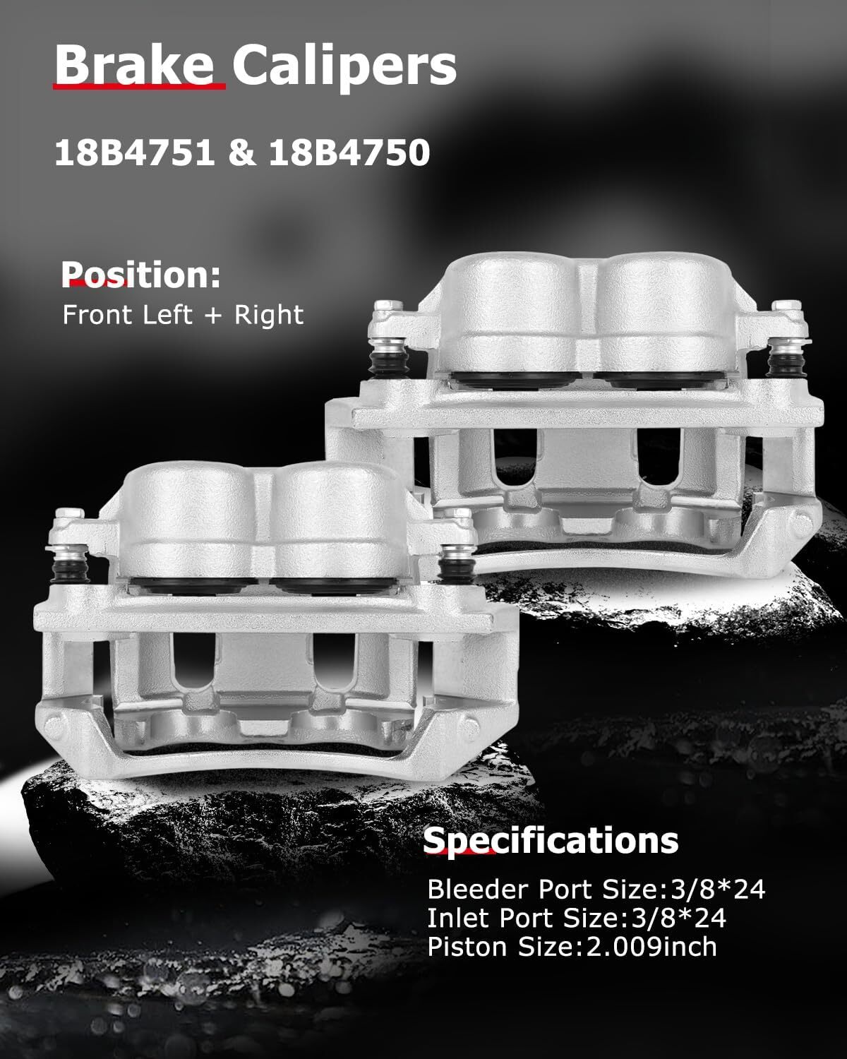cciyu Front Left + Right Brake Calipers With Bracket 18B4751 18B4750 For Ford