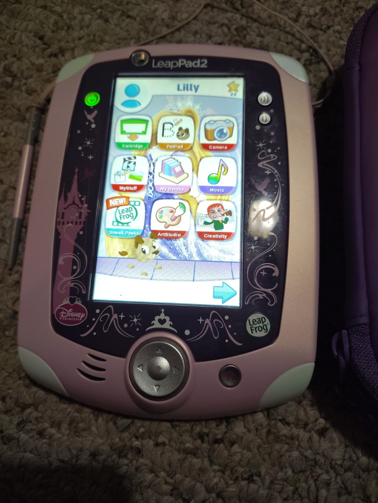 LeapFrog LeapPad2 Disney Princess Edition Tablet Bundle Case 2 Games Works Good