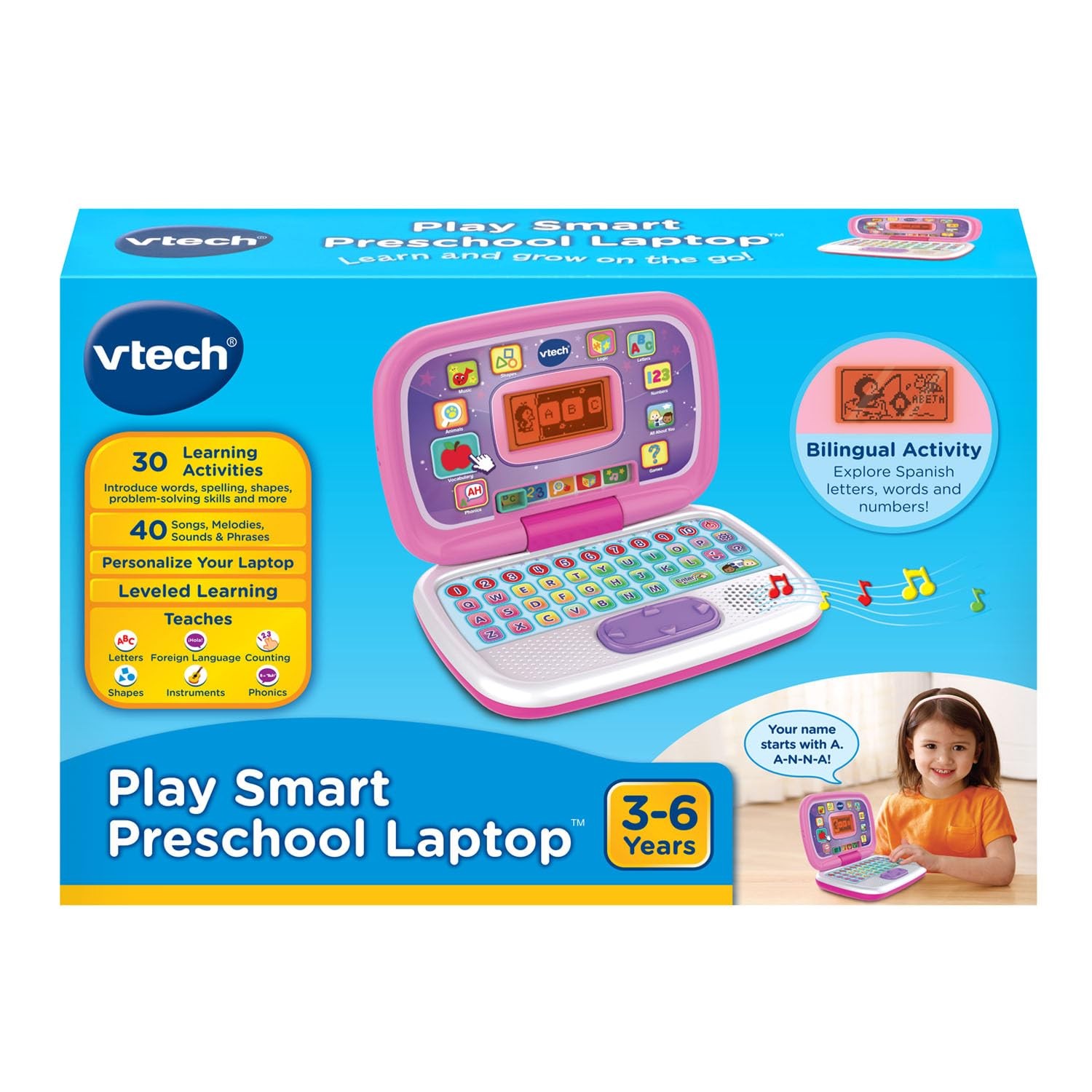 VTech Play Smart Preschool Laptop, Pink 9.3″ x 2.2″ x 6.2″,
