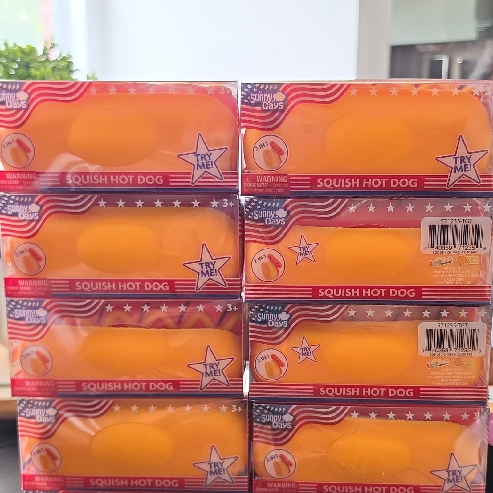 Sunny Days Squish Hot Dog 2-in-1 Tactile Squeeze Toy Lot 10